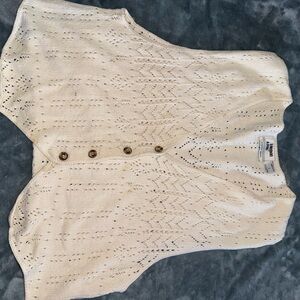 Cream Knit Button-Up Vest